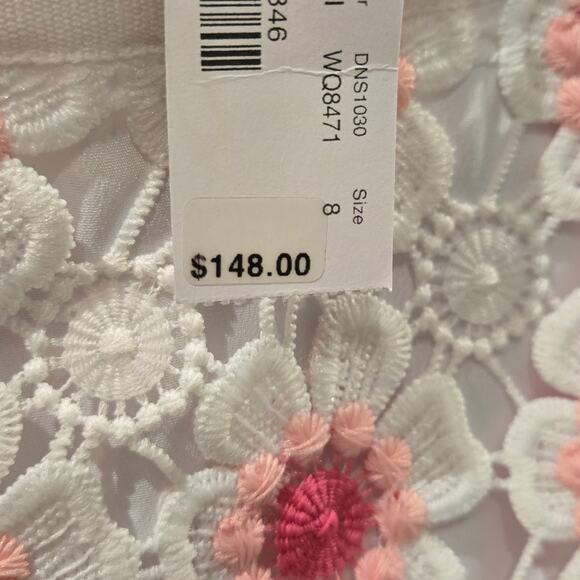 NWT J. Crew Floral Lace Crochet Pink & White Feminine Pencil Midi Skirt, Size 8 - Picture 8 of 11